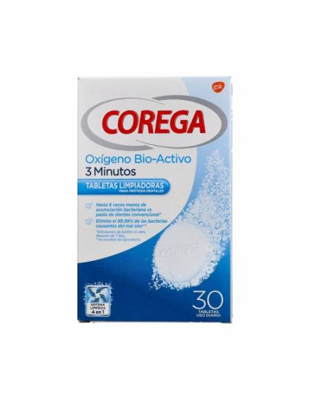 COREGA OXIGENO BIO-ACTIVO LIMPIEZA PROTESIS DENTAL 30 TABLETAS